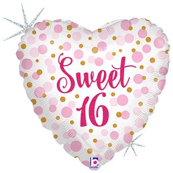 Sweet 16 Heart Balloon - 5-Pack - Image 1