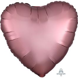 Rose Copper Heart Foil Balloon 18 Inch Satin Luxe - Image 1