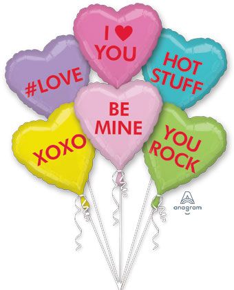 Candy Heart Balloon Bouquet - 6 Pack - Image 1
