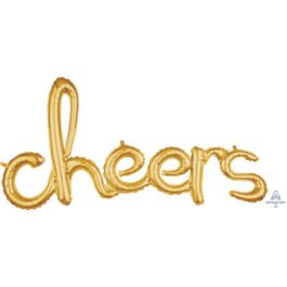 Cheers Gold 40 Inch Phrase Script Balloons for Celebration - Image 1