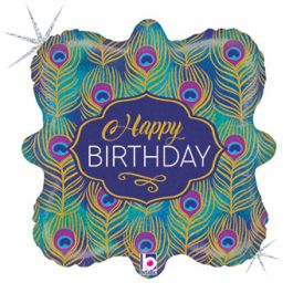 Peacock Pattern Foil Balloon 18 Inch Star Shape Birthday - Image 1