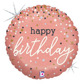 Happy Birthday Balloon - 5-Pack Rose Gold Confetti - Image 1