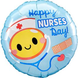 Happy Nurses Day Foil Balloon 18 Inch Round Celebration - Image 1