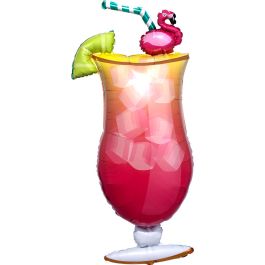Tropical Drink Foil Balloon Large Shape - Flamingo Accent - Image 1
