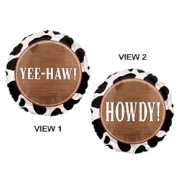 Howdy Yeehaw Balloon 18 Inch Round Foil Party Decor - Image 1
