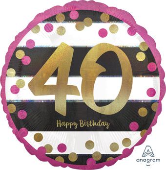 40th Birthday Balloon - 5-Pack Pink & Gold - Image 1