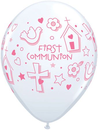 First Communion Balloon 11C - Pink & White - Image 1