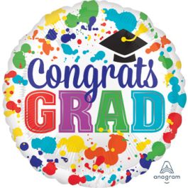 28 Inch Congrats Grad Paint Splotch Foil Balloon - Image 1