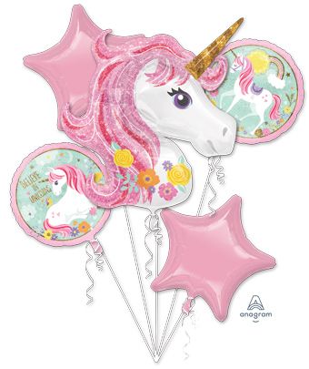 Magical Unicorn Balloon Bouquet - 18" Foil - Image 1