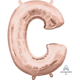 Rose Gold Letter C Foil Balloon - Initial Party Decoration - Image 1
