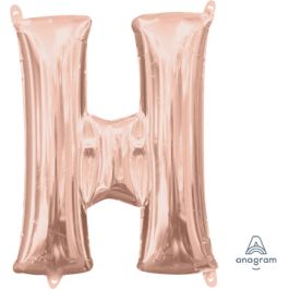 Rose Gold Letter H Foil Balloon - Initial Decoration - Image 1