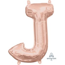 Rose Gold Letter J Foil Balloon - Single Unit - Image 1