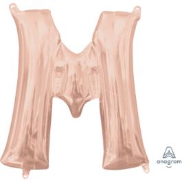 Rose Gold Letter M Foil Balloon - Initial Decoration - Image 1