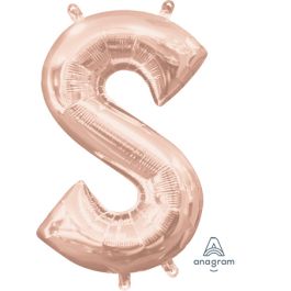 Rose Gold Letter S Foil Balloon - Single Unit - Image 1
