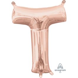 Rose Gold Letter T Foil Balloon - Initial Decoration - Image 1