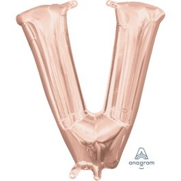 Rose Gold Letter V Foil Balloon - 18 Inch - Image 1