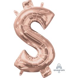 Rose Gold Dollar Sign Balloon 18 Inch - Image 1