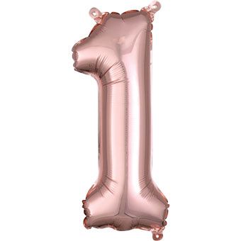 Number 1 Rose Gold Balloon - 5-Pack - Image 1