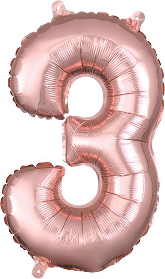 Number 3 Rose Gold Balloon - 5-Pack - Image 1