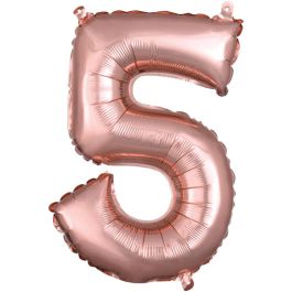 Rose Gold Number 5 Foil Balloon - Birthday Decoration - Image 1