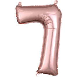 Rose Gold Foil Balloon Number 7 - Birthday Milestone Decor - Image 1