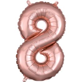 Rose Gold Number 8 Foil Balloon - 18 Inch - Image 1