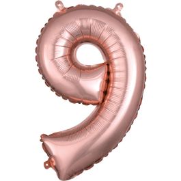 Rose Gold Number 9 Foil Balloon - Milestone Birthday - Image 1