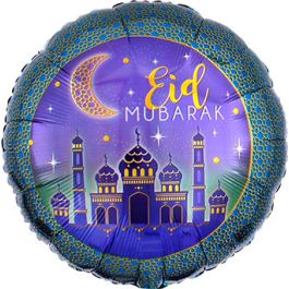 Eid Mubarak Foil Balloon 18 Inch Round Decoration - Image 1
