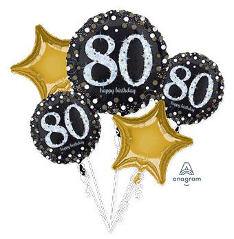 80th Birthday Sparkling Balloon Bouquet - Image 1
