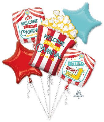 Carnival Popcorn Foil Balloon Bouquet - 1 Count - Image 1