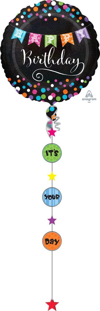 Birthday Banner Drop-Line 90" Foil Balloon - Image 1