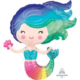 Mermaid Balloon 30 Inch Colorful Foil Large Shape - Image 1