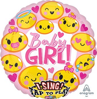 Singing Emoticon Baby Girl Balloons - 3-Pack - Image 1