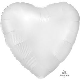 White Heart Foil Balloon 18 Inch - Satin Luxe - Image 1