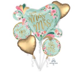 Miss to Mrs Bridal Bouquet Foil Balloons - Wedding Decor - Image 1