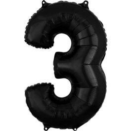 Black Number 3 Foil Balloon - Mid-Size Milestone - Image 1