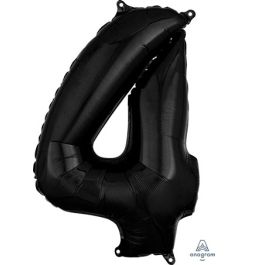 Black Number 4 Foil Balloon - Large Milestone Decoration - Image 1
