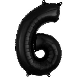 Black Number 6 Foil Balloon - Milestone Birthday Decor - Image 1