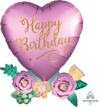 Happy Birthday Heart Balloon - 3-Pack - Image 1