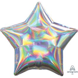 Iridescent Silver Star Balloon 19 Inch - 5-Pack - Image 1
