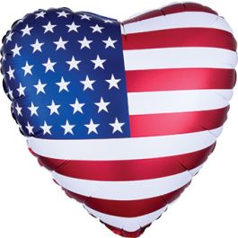 American Flag Heart Balloon 18 Inch - 5-Pack - Image 1