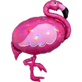 Iridescent Pink Flamingo Balloon 33" - 1 Pack - Image 1