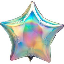 Iridescent Pastel Rainbow Star Balloon 19 Inch - 5-Pack - Image 1