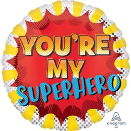 Superhero Foil Balloon 18 Inch Round Birthday Decor - Image 1