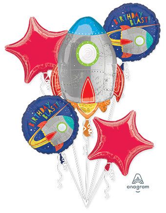 Rocket Blast Off Balloon Bouquet - Birthday Party - Image 1