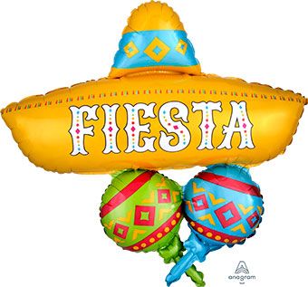 Fiesta Sombrero Balloon Cluster - 3-Pack - Image 1