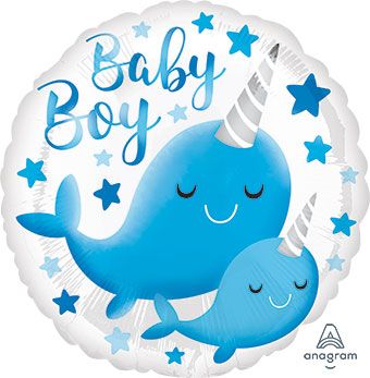 Narwhal Baby Boy Balloons - 5-Pack - Image 1