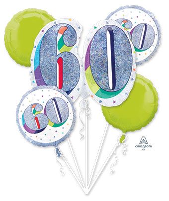 60th Birthday Balloon Bouquet - Party Supplies - Image 1