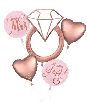 Blush Wedding Bouquet Foil Balloons Heart Shape - Image 1