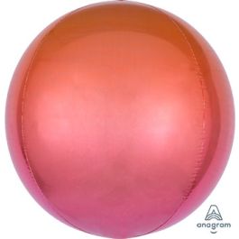 Ombre Red & Orange Orbz Balloon 16 Inch Foil - Image 1